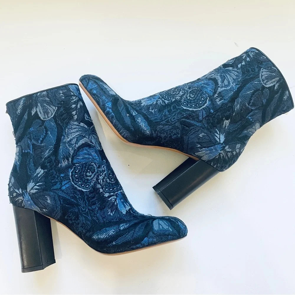 Valentino blue floral tapestry ankle boots - Picture 2 of 12